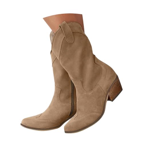 Minetom Stiefeletten Damen Wildleder Cowboystiefel Halbstiefel Schlupfschuhe Niederung Stiefel Kurzstiefel Übergangsstiefel Blockabsatz Ankle Boots Halbhoch Damenstiefel C Khaki 36 EU Minetom Stiefeletten Damen Wildleder Cowboystiefel Halbstiefel Schlupfschuhe Niederung Stiefel Kurzstiefel Übergangsstiefel Blockabsatz Ankle Boots Halbhoch Damenstiefel C Khaki 36 EU von Minetom