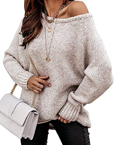 Minetom Strickpullover Damen Pullover Grobstrick Winterpullover Strickpulli Winterpullover Warm Sweater Outwear B Aprikose XS von Minetom