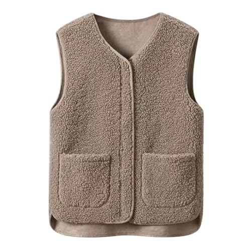 Minetom Teddy Fleece Weste Damen Herbst Winter Warm Ärmellos Westen Bequem Einfarbig Plüsch Weste Kurz Jacke Lose Fleeceweste Plüschweste Outwear D Khaki L Minetom Teddy Fleece Weste Damen Herbst Winter Warm Ärmellos Westen Bequem Einfarbig Plüsch Weste Kurz Jacke Lose Fleeceweste Plüschweste Outwear D Khaki L von Minetom