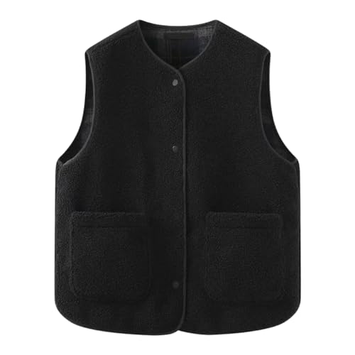 Minetom Teddy Fleece Weste Damen Herbst Winter Warm Ärmellos Westen Bequem Einfarbig Plüsch Weste Kurz Jacke Lose Fleeceweste Plüschweste Outwear E Schwarz L Minetom Teddy Fleece Weste Damen Herbst Winter Warm Ärmellos Westen Bequem Einfarbig Plüsch Weste Kurz Jacke Lose Fleeceweste Plüschweste Outwear E Schwarz L von Minetom
