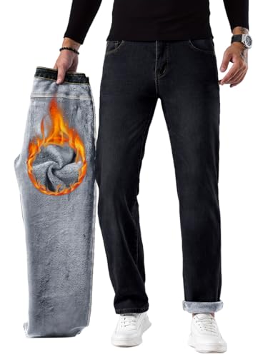 Minetom Thermojeans Herren Thermohose Schneehose Gefütterte Winterhose Winterjeans Mit Fleece Gefüttert Denim Hosen A3 Schwarz XXL Minetom Thermojeans Herren Thermohose Schneehose Gefütterte Winterhose Winterjeans Mit Fleece Gefüttert Denim Hosen A3 Schwarz XXL von Minetom