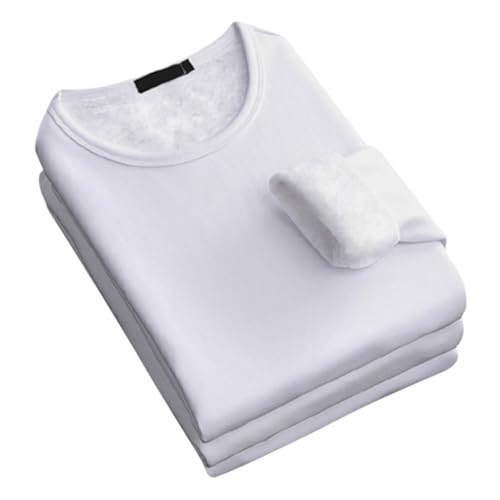Minetom Thermoshirt Herren Langarmshirt Winter Fleece Gefüttert T-Shirt Thermo Oberteil Männer Thermounterwäsche Warm Innenfleece Tops A1 Weiß XXL von Minetom