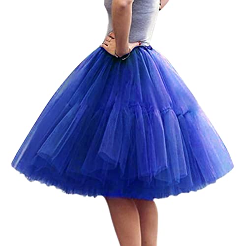 Minetom Tüllrock Damen 50Er Rockabilly Petticoat Tutu Unterrock Karneval Kostüm Kurz Ballet Tulle Minirock Fasching Underskirt Geschwollener Rock A Dunkelblau One Size von Minetom