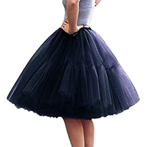 Minetom Tüllrock Damen 50Er Rockabilly Petticoat Tutu Unterrock Karneval Kostüm Kurz Ballet Tulle Minirock Fasching Underskirt Geschwollener Rock A Marine One Size von Minetom