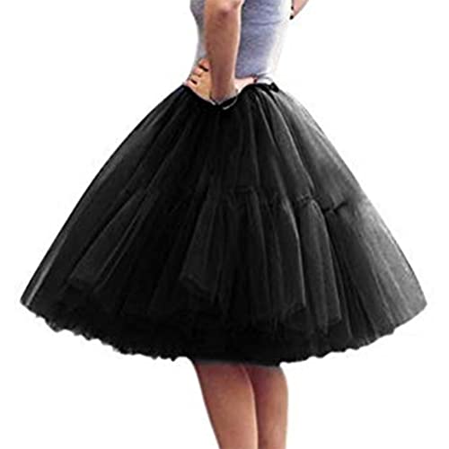 Minetom Tüllrock Damen 50Er Rockabilly Petticoat Tutu Unterrock Karneval Kostüm Kurz Ballet Tulle Minirock Fasching Underskirt Geschwollener Rock A Schwarz One Size von Minetom