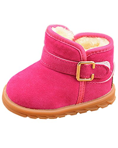 Minetom Unisex Winter Baby Kinder Stiefel Thermal Super Weich Schneestiefel Klettband Booties Rot EU 26 von Minetom