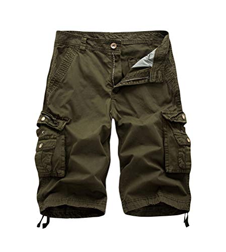 Minetom Vintage Herren Cargo Shorts Sport Shorts Lose Multi-Tasche Bermuda Kurze Hose Shorts Training Jogginghose Armeegrün 3XL von Minetom