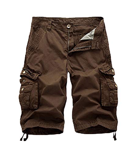 Minetom Vintage Herren Cargo Shorts Sport Shorts Lose Multi-Tasche Bermuda Kurze Hose Shorts Training Jogginghose Kaffee XL von Minetom