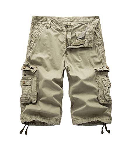 Minetom Vintage Herren Cargo Shorts Sport Shorts Lose Multi-Tasche Bermuda Kurze Hose Shorts Training Jogginghose Khaki 3XL von Minetom