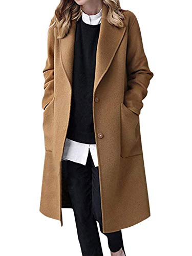 Minetom Winter Mantel für Damen Lang Wollmantel Trenchcoat Elegant Warm Parka Jacke Blazermantel mit Reverskragen Taschen Wintermantel Große Größe A Khaki 38 Minetom Winter Mantel für Damen Lang Wollmantel Trenchcoat Elegant Warm Parka Jacke Blazermantel mit Reverskragen Taschen Wintermantel Große Größe A Khaki 38 von Minetom
