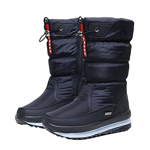 Minetom Winter Schneestiefel Für Damen Bequeme Outdoor Dicke Plüsch Wasserdichte Rutschfeste Pelzgefütterte Frosty-Schneestiefel B Marine 36 EU von Minetom