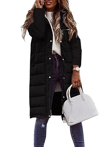 Minetom Winterjacke Damen Daunenjacke Lang Mantel Steppmantel Wintermantel Mit Kapuze Winter Warm Winddicht Daunenmantel Outdoorjacke Steppjacke Steppmantel A Schwarz 3XL von Minetom