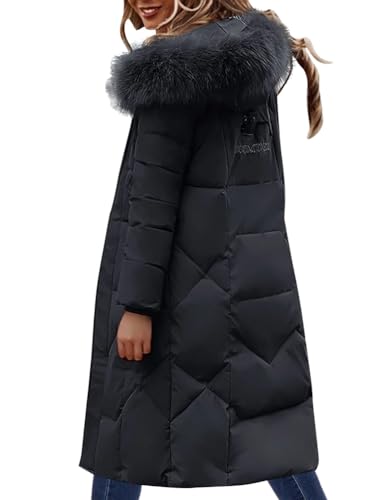 Minetom Winterjacke Damen Daunenjacke Lang Mantel Steppmantel Wintermantel Mit Kapuze Winter Warm Winddicht Daunenmantel Outdoorjacke Steppjacke Steppmantel B Schwarz L von Minetom