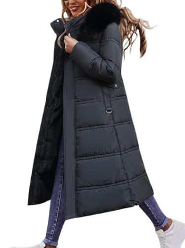 Minetom Winterjacke Damen Daunenjacke Lang Mantel Steppmantel Wintermantel Mit Kapuze Winter Warm Winddicht Daunenmantel Outdoorjacke Steppjacke Steppmantel D1 Schwarz M von Minetom