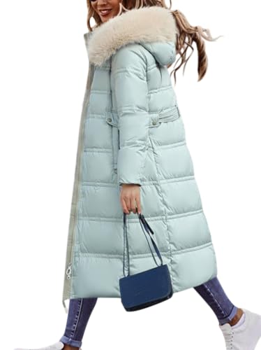 Minetom Winterjacke Damen Daunenjacke Lang Mantel Steppmantel Wintermantel Mit Kapuze Winter Warm Winddicht Daunenmantel Outdoorjacke Steppjacke Steppmantel D2 Grün M von Minetom