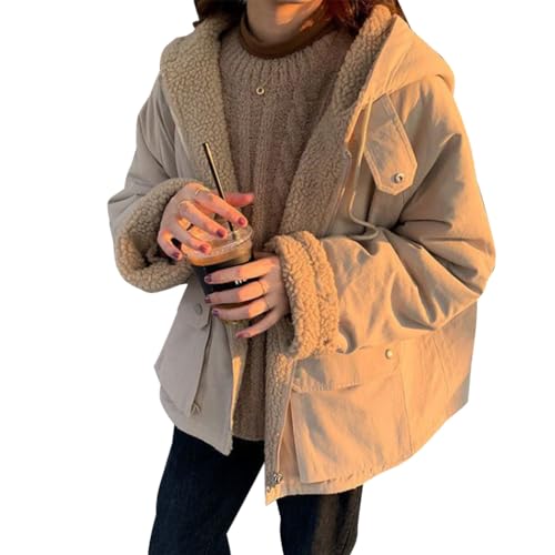 Minetom Winterjacke Damen Wintermantel Casual Langarm Parka mit Kapuze Warm Fleece Gefütterter Wendemantel Mantel Jacke Outdoorjacke C Khaki M Minetom Winterjacke Damen Wintermantel Casual Langarm Parka mit Kapuze Warm Fleece Gefütterter Wendemantel Mantel Jacke Outdoorjacke C Khaki M von Minetom