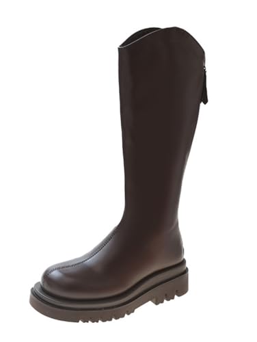 Minetom Winterstiefel Damen Warm Gefüttert Lange Stiefel Reißverschluss Langschaftstiefel Bequem Kunstleder Boots Kniehohe Stiefel C Braun 41 EU von Minetom