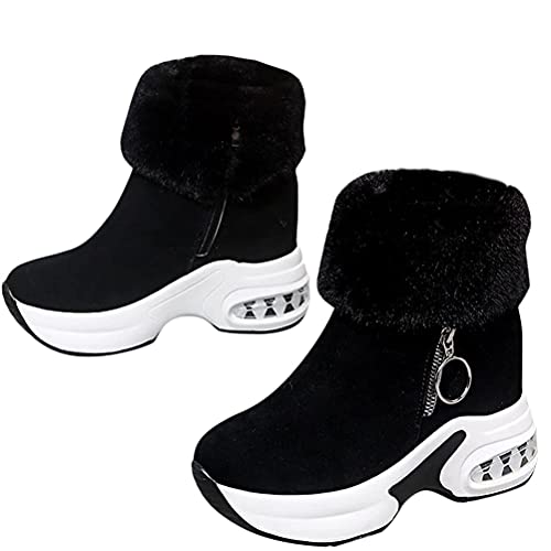 Minetom Winterstiefel Damen Winterschuhe Stiefel Stiefelette Gefütterte Schneestiefel Draussen Boots Wandern Plateau Schuhe Damenstiefel A Schwarz 40 EU von Minetom