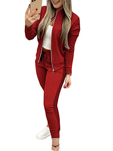 Minetom Zweiteiler Damen Sportanzug Jogginganzug Freizeitanzug Patchwork Trainingsanzug Jacke Zipper Langarm Mantel Kordelzug Hose 2 Stück A Rot 40 Minetom Zweiteiler Damen Sportanzug Jogginganzug Freizeitanzug Patchwork Trainingsanzug Jacke Zipper Langarm Mantel Kordelzug Hose 2 Stück A Rot 40 von Minetom