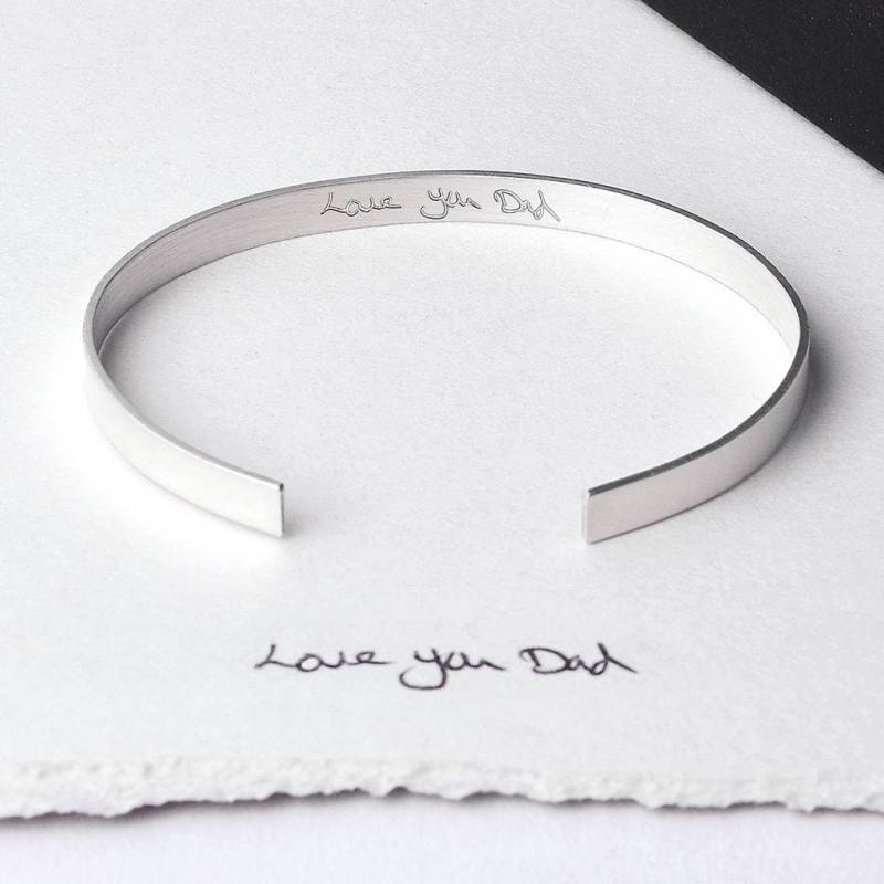 Herren Manschetten Armband - Handschrift Für Männer Sterling Silber Armreif Geschenk Papa Des Kindes Signatur von MinettaJewellery