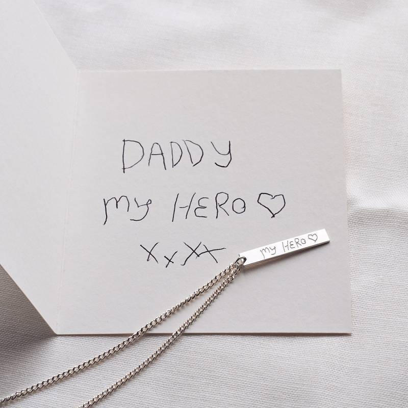 Silber Handschrift Tag Halskette - Für Männer Mit Individueller Gravur Des Kindes Geschenk Papa Silberkette von MinettaJewellery