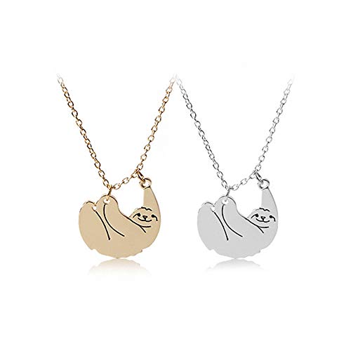 Mingjun WUNSCH Anhänger Faultier Halskette Tier Anhänger 2 Stück Set Freundschaft Halskette Halskette Kugelkette Geschenk für Sohn Tochter Geburtstag Abschluss von MingJun