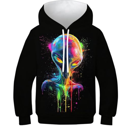 3D Kapuzenpullover Graffiti Aliens Pullover Sweatshirts Mit Taschen Für Jungen Mädchen Kinder 8-10Y von MingSheng