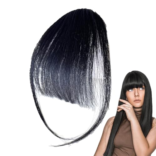 Clip-In-Pony Für Frauen Echthaar Fringe Bangs Human Hair Clip In Pony Fringe Extensions Natürliche Bangs With Tempel Haarteile Echthaar Haarverlängerung Für Fotografie, Dating,A# von Mingchengheng