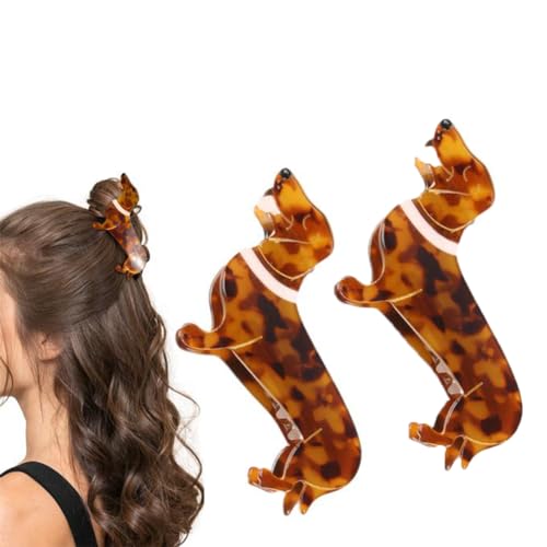 Dackel Haarschmuck | 2 Stück Rutschfeste Hundeförmige Haarspange | Haarklammer Hund Dackel, Niedliche Hundehaarklammern, Tier Haarspangen für Damen, Frauen von Mingchengheng