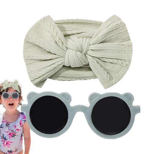 Mingchengheng Baby-Stirnbänder mit Schleifen,Stirnband-Schleifen für Baby-Mädchen | Kopfbedeckungsbrillen-Set für Kinder | Weiche Nylon-Baby-Stirnbänder mit Sonnenbrille, Baby-Mädchen-Stirnbänder mit von Mingchengheng