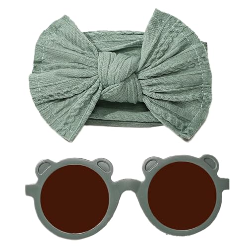 Mingchengheng Baby-Stirnband-Bögen,Baby-Bogen-Stirnbänder | Kopfbedeckungsbrillen-Set für Kinder | Weiche Nylon-Baby-Stirnbänder mit Sonnenbrille, Baby-Mädchen-Stirnbänder mit Schleife für von Mingchengheng