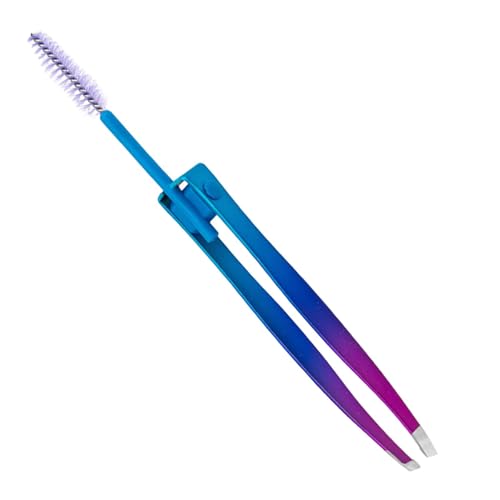 Pinzetten für Gesichtsbehaarung von Frauen, Augenbrauen -Pinzetten für Frauen | 2 in 1 Edelstahl -Augenbrauen -Trimmer mit Pinsel - Doppel -Augenliderpinsel, falscher Wimpern Applikator, eingewachsene von Mingchengheng