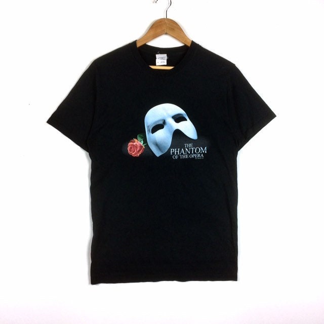 Selten Jahrgang 1986 Phantom Of Opera Crewneck T-Shirt By Fruit Of Loom Black Colour Medium Size von MingsVintageStore