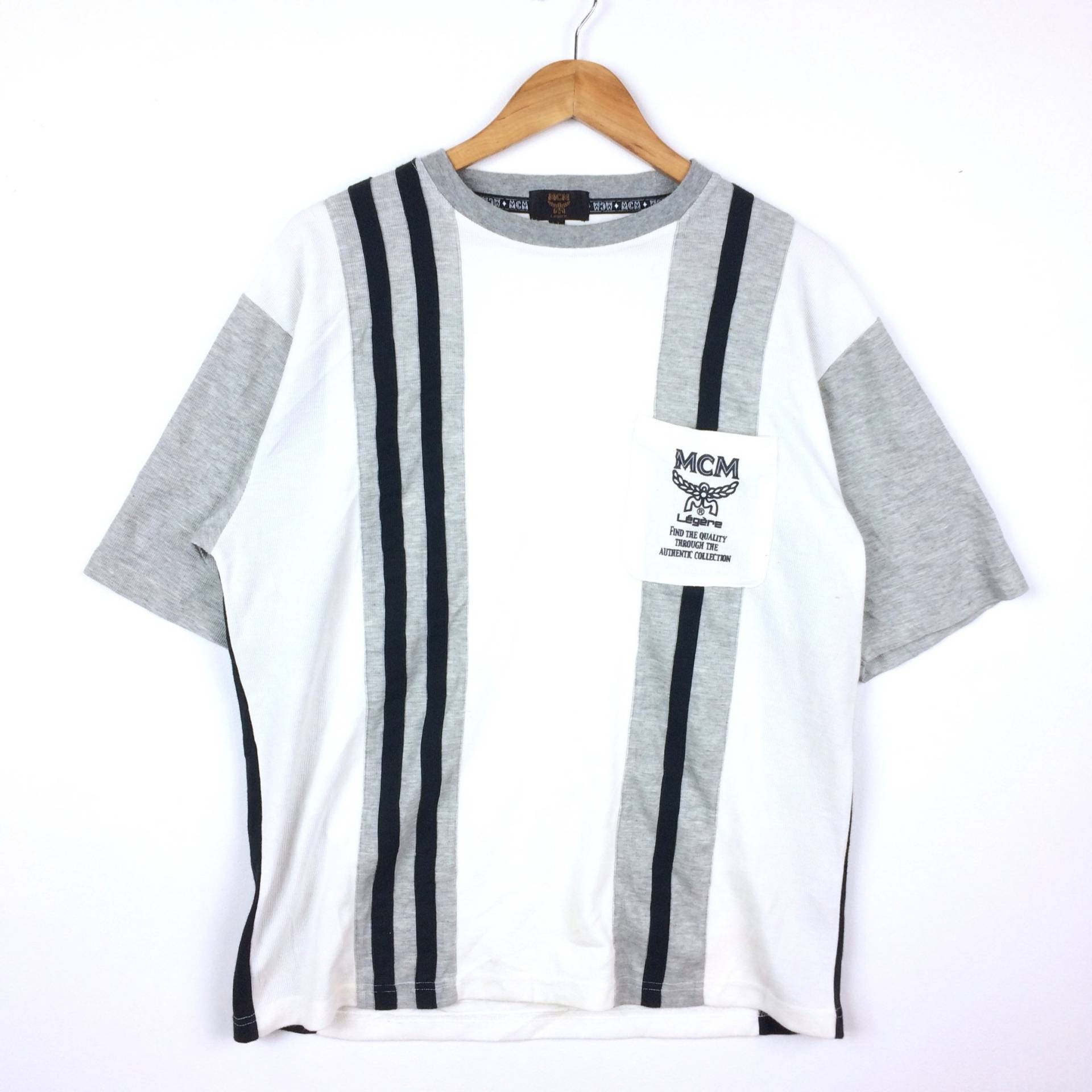 Selten Jahrgang Modern Creation Munchen Mcm Schwarz Und Weiß T-Shirt Doppel Große Größe von MingsVintageStore