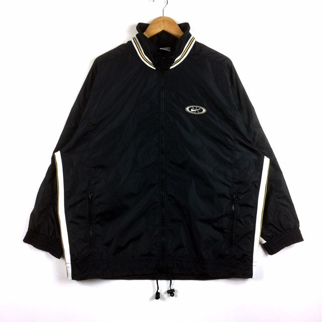 Selten The Famous 90S Nike Swoosh Sportswear Fully Zipper Light Jacket Black Colour Large Size von MingsVintageStore