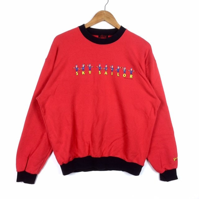 Selten The Famous Vintage 1993 Sky Sailor Crewneck Sweatshirt Red Colour Medium Size von MingsVintageStore