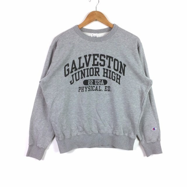 Selten Vintage Champion Usa Galveston Junior High Crewneck Sweatshirt Grau Farbe Große Größe von MingsVintageStore