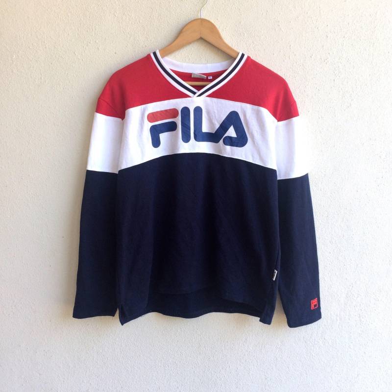 Selten Vintage Fila Big Logo Gedruckt Streifen Mehrfarbige Sweatshirt Große Größe Selten Vintage Fila Big Logo Gedruckt Streifen Mehrfarbige Sweatshirt Große Größe von MingsVintageStore