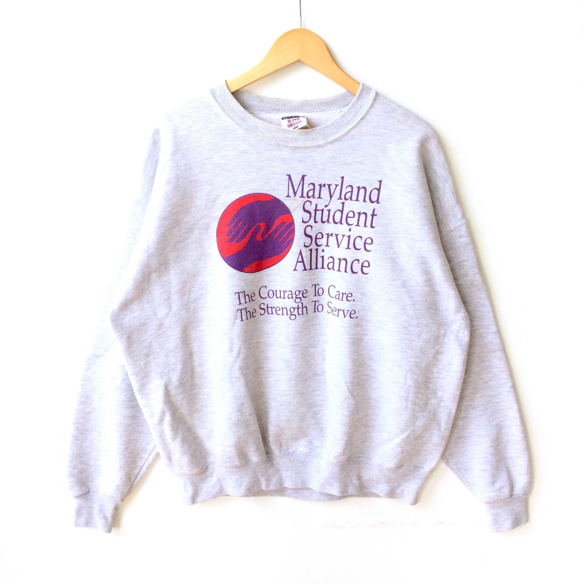 Selten Vintage Jerzees Maryland Student Service Alliance Crewneck Sweatshirt Grau Farbe Extra Groß von MingsVintageStore