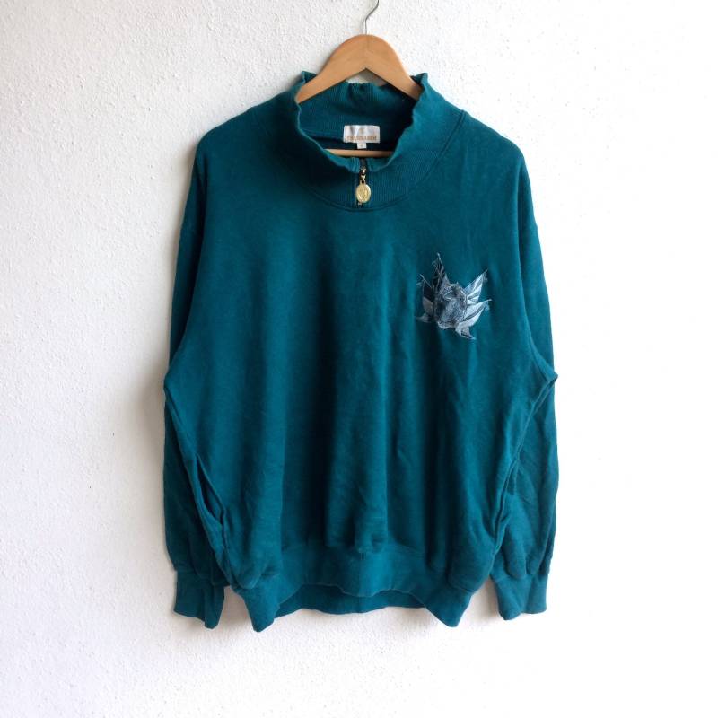 Selten Vintage Trussardi Halbreißverschluss Sweatshirt Grün Farbe Double Large Size Selten Vintage Trussardi Halbreißverschluss Sweatshirt Grün Farbe Double Large Size von MingsVintageStore