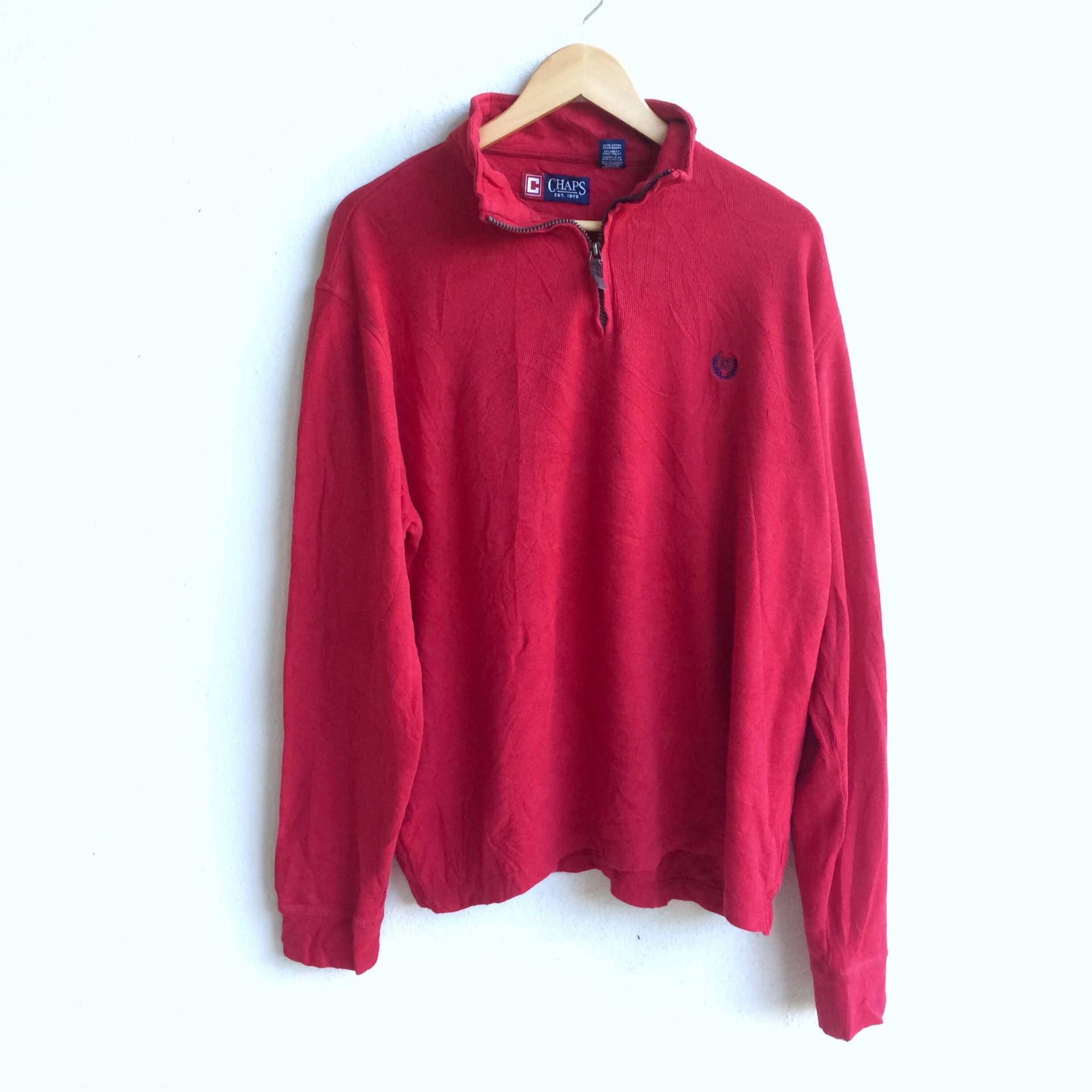 Vintage Est 1978 Chaps Kleines Logo Sweatshirt Rot Farbe Extra Groß von MingsVintageStore
