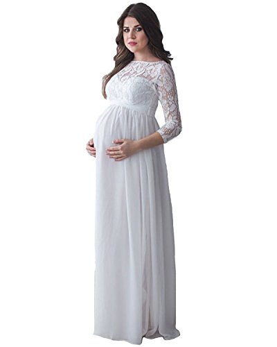 Mingxuerong Mutterschaft Hochzeitskleider Lange ärmel Schwangere Brautkleider Spitze Chiffon für Preganant Frauen von Mingxuerong