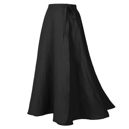 Mingyuezai Damen Wickelrock, knöchellang, Vintage-Leinenröcke, Z2973bk, 3X-Groß Mingyuezai Damen Wickelrock, knöchellang, Vintage-Leinenröcke, Z2973bk, 3X-Groß von Mingyuezai