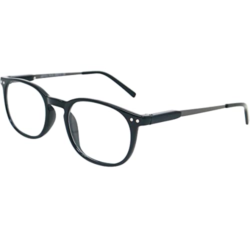 Mini Brille Nerd Pin Anti Blaulicht Brille Lesebrille, Gratis Etui, Kunststoff Rahmen und Metall Bügeln mit Federscharnier (Schwarz), Blaulichtfilter Brille Herren und Damen 2.5 Dioptrien von Mini Brille