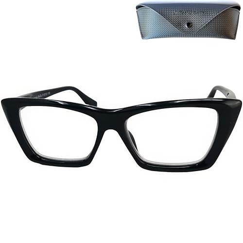 Mini Brille Klobige Anti Blaulicht Brille Lesebrille Dicker Rahmen, Gratis Etui, Oversize Cateye Kunststoff Brillengestell (Schwarz), Blaulichtfilter Brille Damen 1.0 Dioptrien von Mini Brille