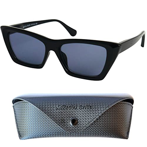 Mini Brille Klobige Sonnenbrille mit Sehstärke, Oversize Kunststoff Cateye Dicker Rahmen (Schwarz), Gratis Etui, Lesesonnenbrille Damen +2.5 Dioptrien von Mini Brille