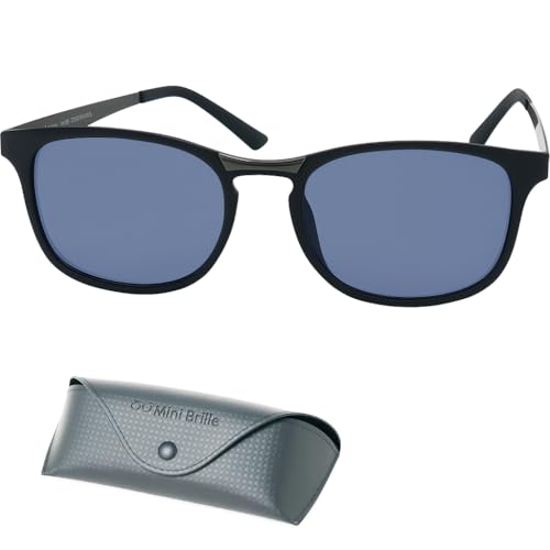 Trend Sonnenbrille mit Sehstärke, Lesebrille Rechteckig, Gratis Etui, Kunststoff Rahmen und Metall Bügeln (Schwarz), Lesesonnenbrille Damen und Herren +2.5 Dioptrien von Mini Brille