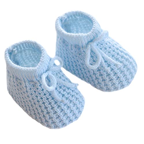 Mini Mart Online Limited Baby Jungen Mädchen Blau & Rosa Kordelzug Gestrickte Bugstiefel/Booties 0-3 Monate von Mini Mart Online Limited