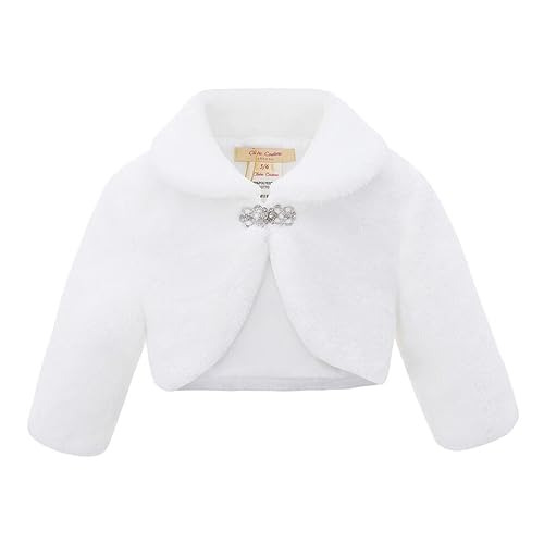 Mini Mart Online Limited Mädchen Bolero Brautjungfer Wrap Shrug Tippet Kinder, Weiß (909), 9-10 Jahre von Mini Mart Online Limited