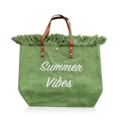 Mini Momo Strandtasche mit Fransen aus Stroh, für den Sommer, Einkaufstasche, Reisetasche, große Wochenend-Handtasche, kakigrün Mini Momo Strandtasche mit Fransen aus Stroh, für den Sommer, Einkaufstasche, Reisetasche, große Wochenend-Handtasche, kakigrün von Mini Momo
